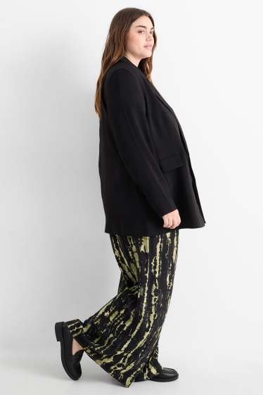 Femei - Pantaloni de stofă - talie înaltă - wide leg - cu model - verde