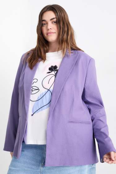 Femei - Blazer lung - relaxed fit - amestec de in - violet