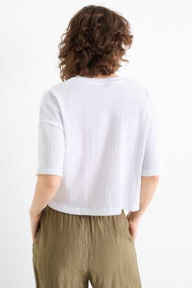 Femei - Tricou - relaxed fit - structurat - alb
