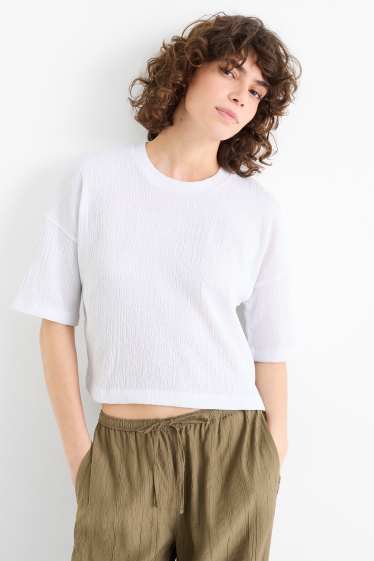 Femei - Tricou - relaxed fit - structurat - alb