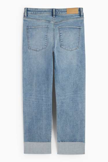 Femei - Crop straight jeans - talie medie - LYCRA® - denim-albastru deschis