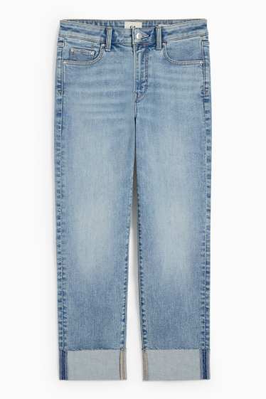 Femei - Crop straight jeans - talie medie - LYCRA® - denim-albastru deschis