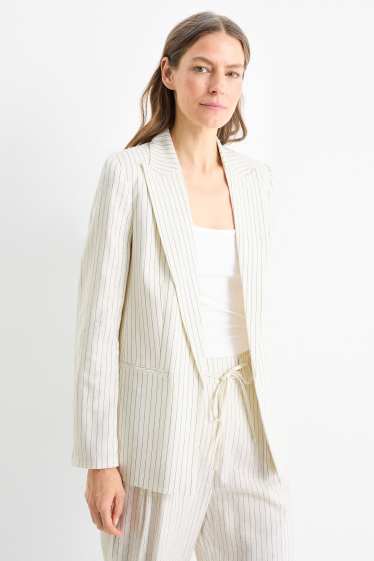 Femei - Blazer office - relaxed fit - amestec de in - dungi fine - alb-crem