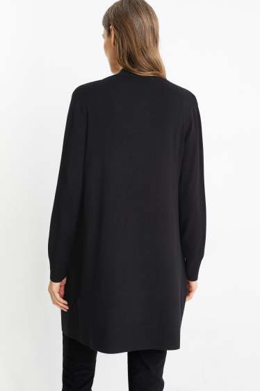 Femei - Cardigan tricotat lung - negru