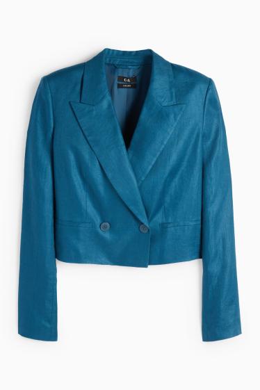 Femei - Blazer crop din in - regular fit - petrol
