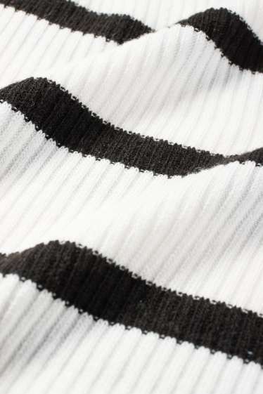 Femei - Tricou - regular fit - reiat - cu dungi - alb / negru