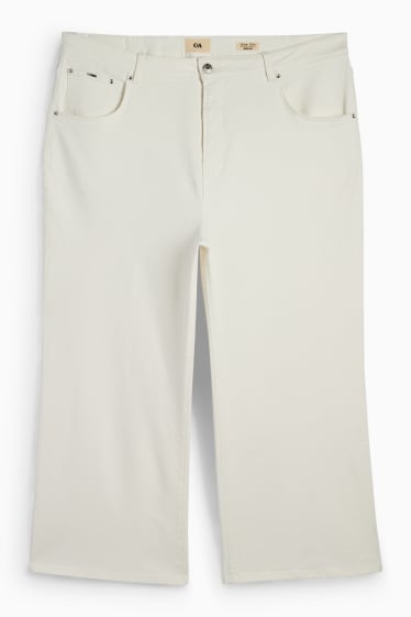 Femei - Wide leg jeans - talie înaltă - alb