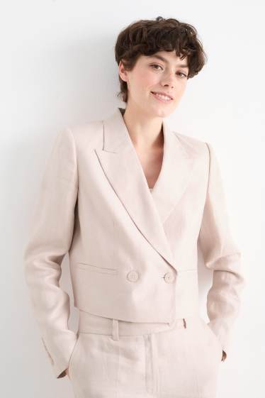 Femei - Blazer crop din in - regular fit - roz
