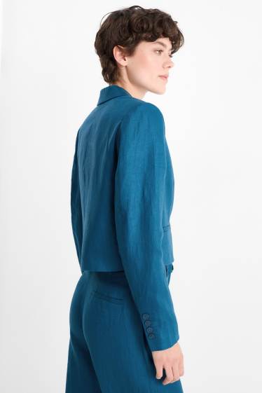 Femei - Blazer crop din in - regular fit - petrol
