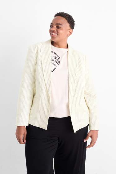 Femei - Blazer - relaxed fit - amestec de in - dungi fine - alb-crem