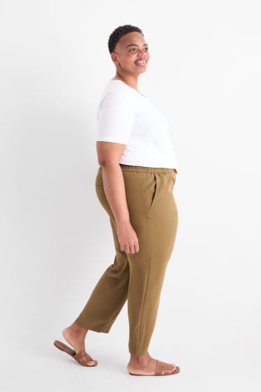 Femei - Pantaloni de stofă - talie medie - tapered fit - kaki