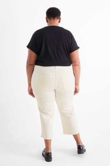 Femei - Wide leg jeans - talie înaltă - alb