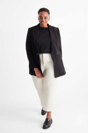 Femei - Wide leg jeans - talie înaltă - alb