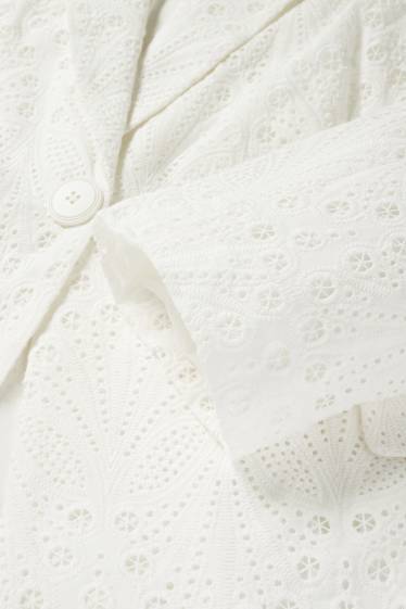 Femei - Blazer - regular fit - broderie englezească - alb-crem