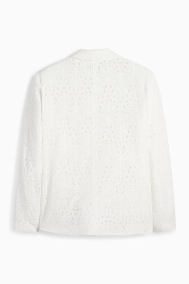 Femei - Blazer - regular fit - broderie englezească - alb-crem