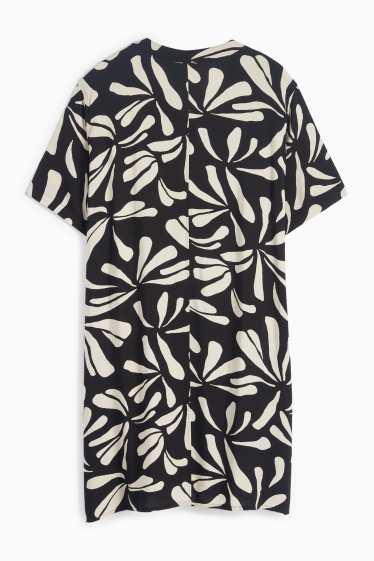 Femei - Rochie din viscoză cu decolteu în V - cu model - negru / nej