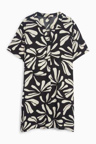 Femei - Rochie din viscoză cu decolteu în V - cu model - negru / nej