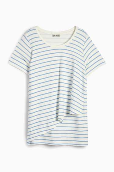 Femei - Tricou pentru alăptare - cu dungi - alb / albastru deschis