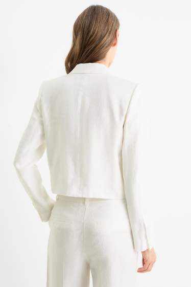Femei - Blazer crop din in - regular fit - alb-crem