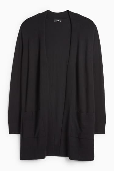 Femei - Cardigan tricotat lung - negru