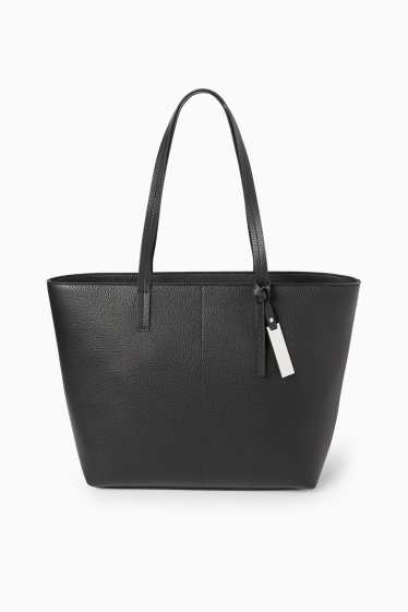 Femei - Geantă shopper mare - imitație de piele - negru