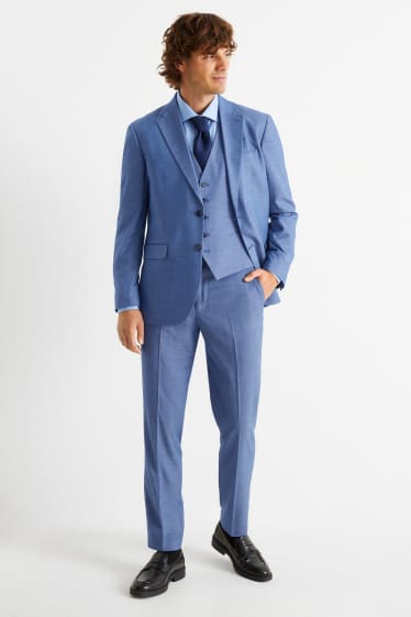 Bărbați - Costum cu cravată - regular fit - Flex - 4 Way Stretch - albastru