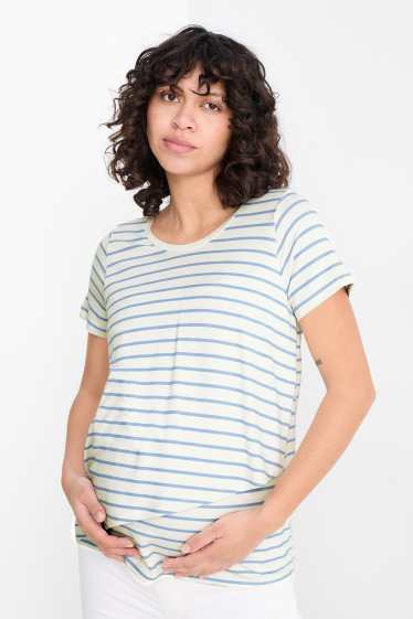 Femei - Tricou pentru alăptare - cu dungi - alb / albastru deschis