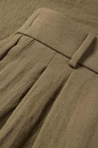 Femei - Pantaloni office - talie înaltă - loose fit - verde