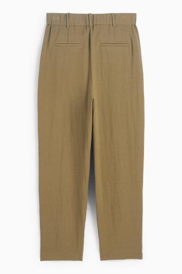 Femei - Pantaloni office - talie înaltă - loose fit - verde