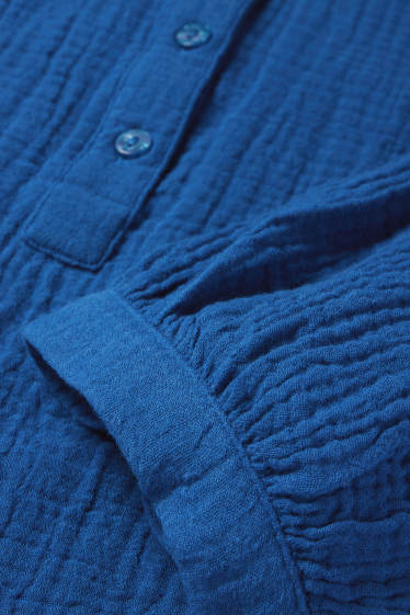 Femmes - Chemisier en gaze de coton - bleu foncé