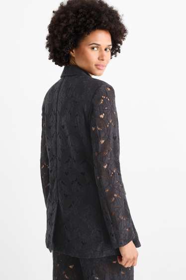 Femei - Blazer lung din dantelă - relaxed fit - negru