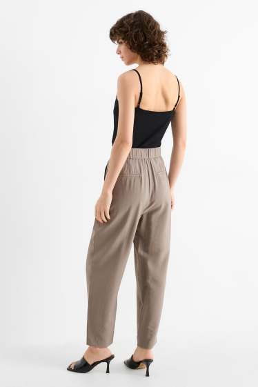 Femei - Pantaloni office - talie înaltă - loose fit - gri