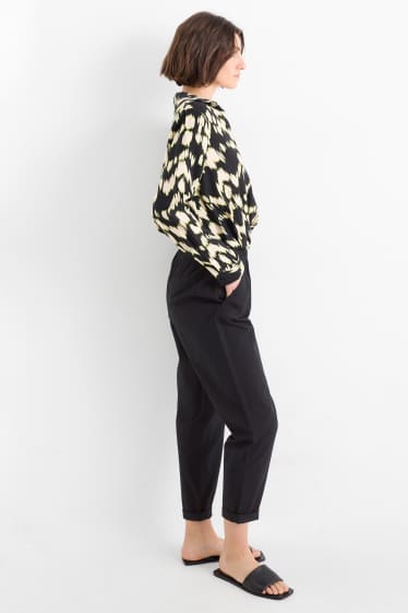 Femei - Pantaloni de stofă - talie medie - tapered fit - negru
