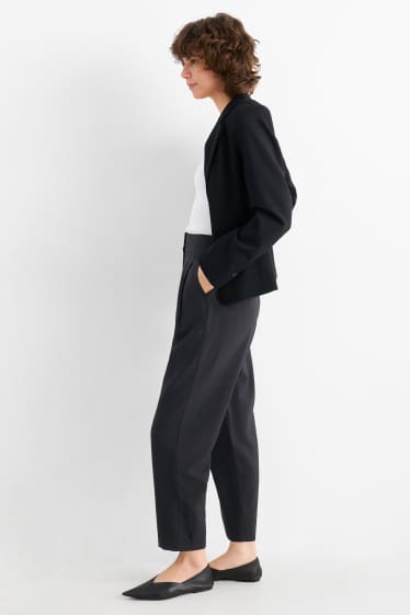 Femei - Pantaloni office - talie înaltă - loose fit - negru