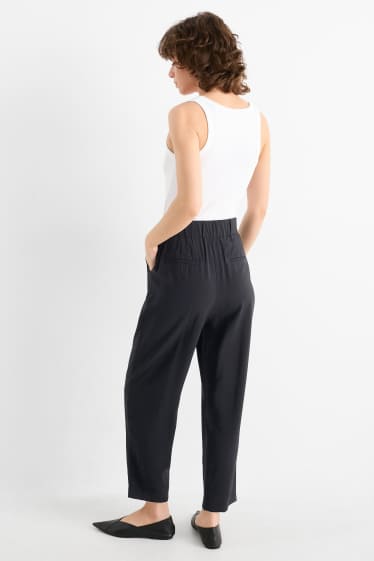 Femei - Pantaloni office - talie înaltă - loose fit - negru