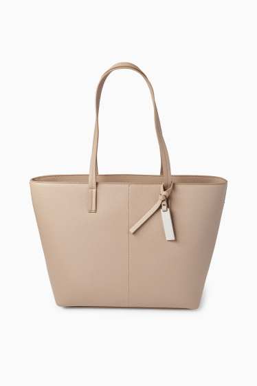 Femei - Geantă shopper mare - imitație de piele - bej deschis