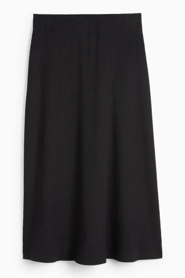 Femei - Fustă din tricot - reiată - negru