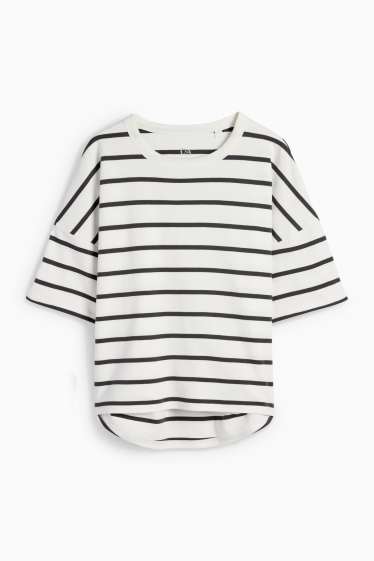 Femei - Tricou - supradimensionat - cu dungi - alb / negru