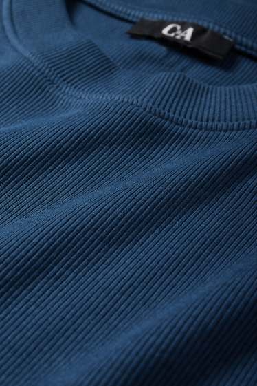 Femei - Rochie-tricou - reiată - albastru închis