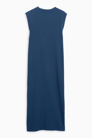 Femei - Rochie-tricou - reiată - albastru închis