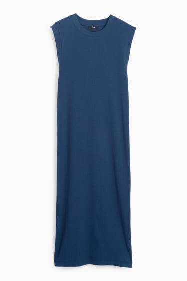 Femei - Rochie-tricou - reiată - albastru închis