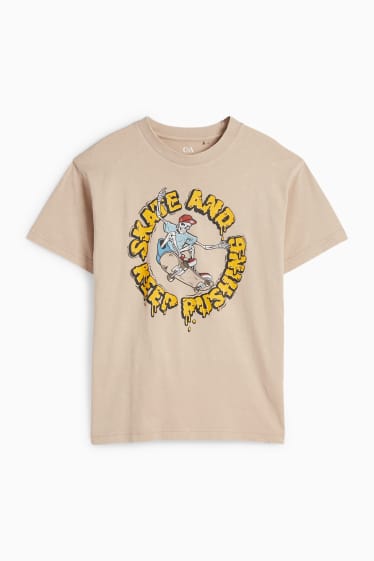 Copii - Băieți - Schelet skater - tricou cu mânecă scurtă - bej