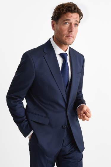 Bărbați - Costum cu cravată - regular fit - 4 piese - albastru închis