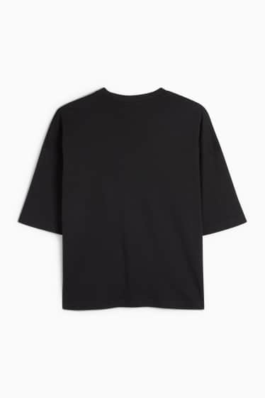 Femei - Tricou - supradimensionat - aspect lucios - negru