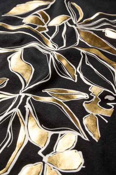 Femei - Tricou - regular fit - aspect lucios - negru