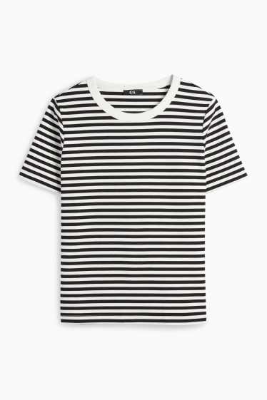 Femei - Tricou - regular fit - cu dungi - negru / alb