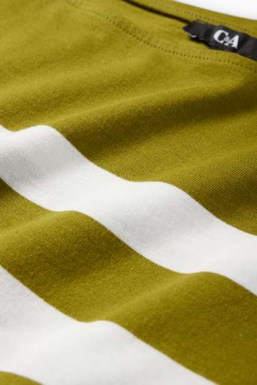 Femei - Tricou cu mânecă lungă - cu dungi - verde
