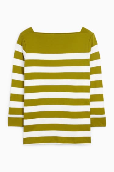 Femei - Tricou cu mânecă lungă - cu dungi - verde