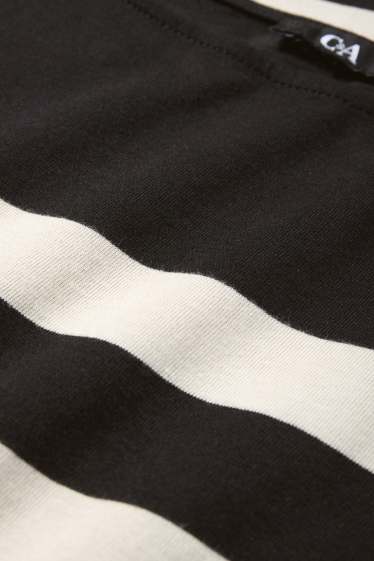 Femei - Tricou cu mânecă lungă - cu dungi - negru / nej