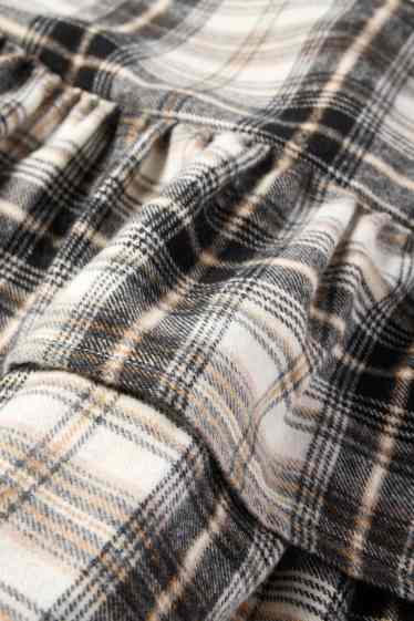 Children Girls - Flannel skirt - check - beige